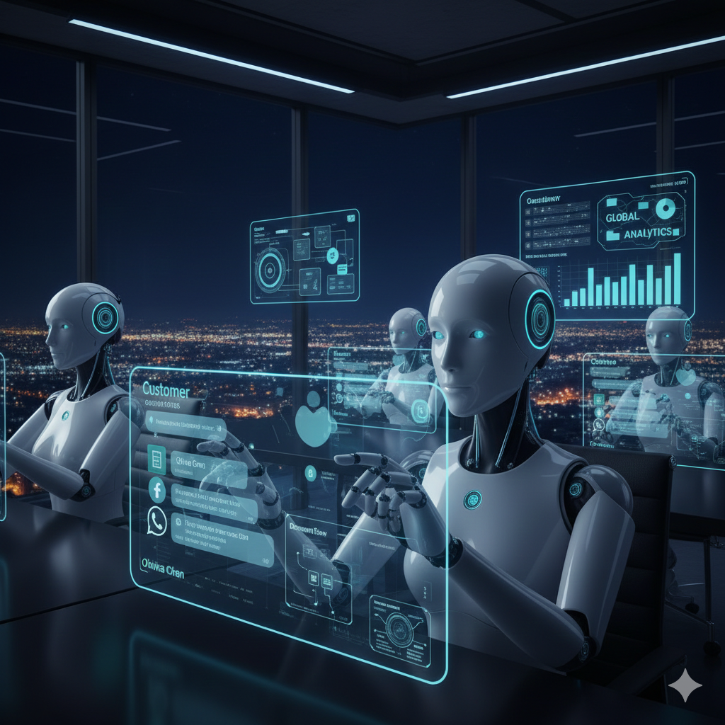 Robôs trabalhando 24/7